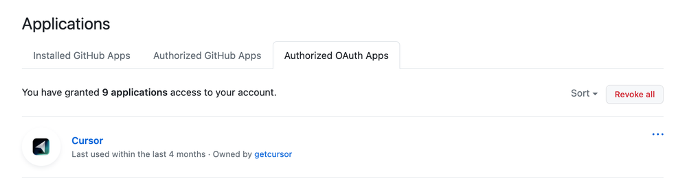 The list of apps you've got connected to GitHub